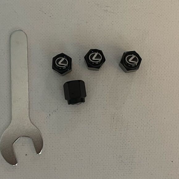Lexus logo valve Stem caps in Black set of 4 with Logo NWT - Picture 3 of 4